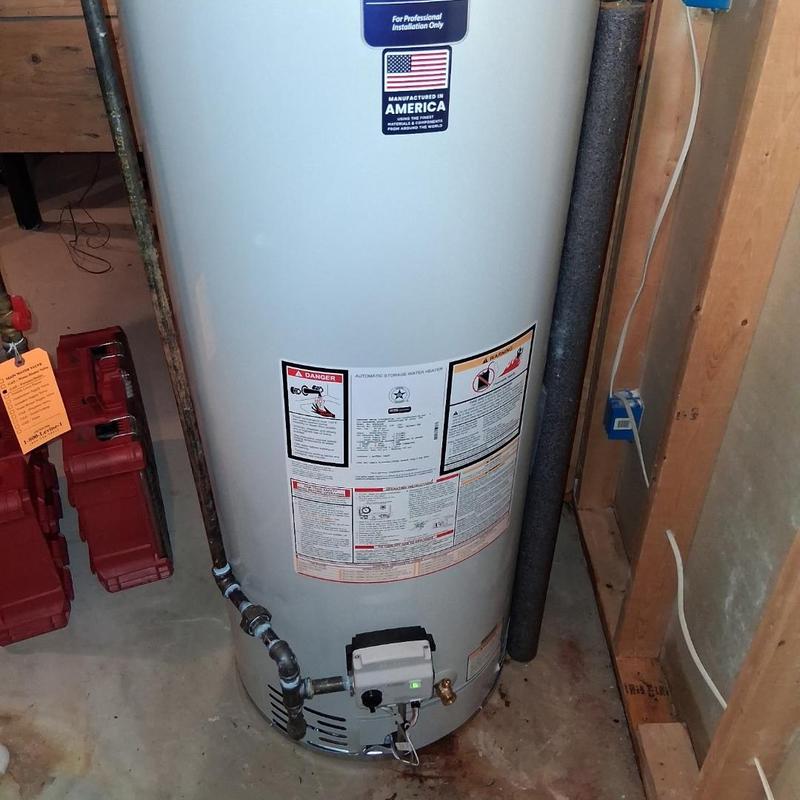 Water heater with new pipe connections installation