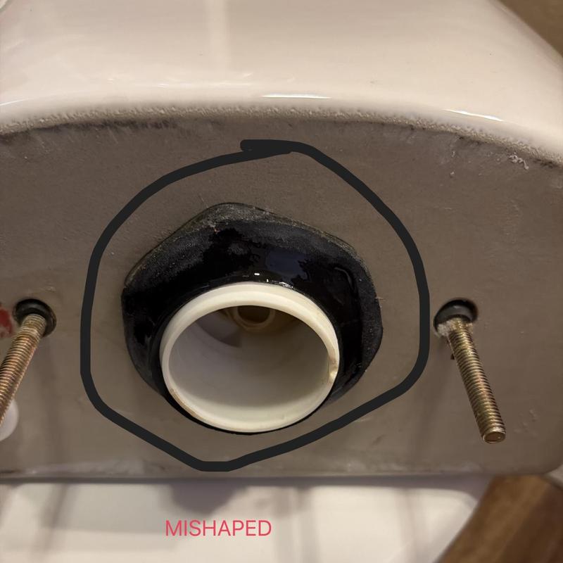 Toilet flange gasket with replacement studs in progress