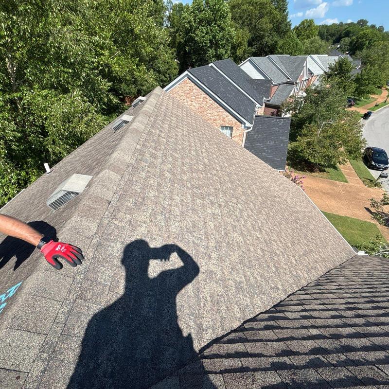 Asphalt shingle roof with hail damage inspection