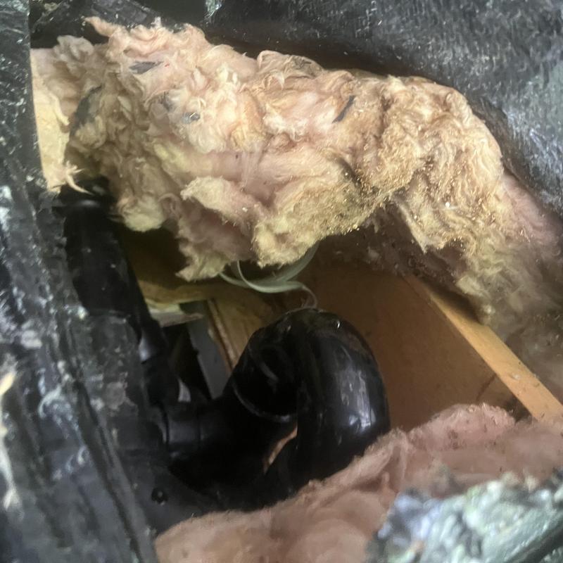 Bathtub waste and overflow pipe installation with insulation