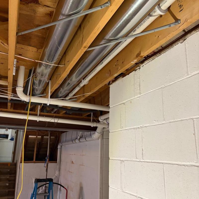 Sump discharge piping and shutoff valves installation