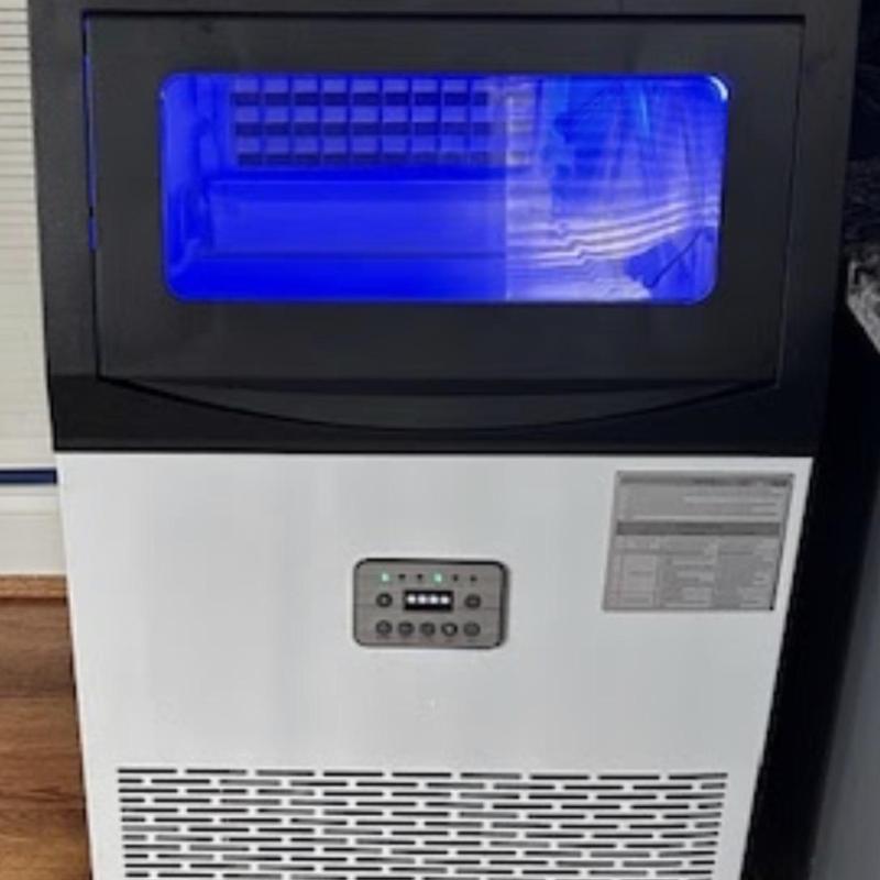 Commercial ice maker machine with blue light panel