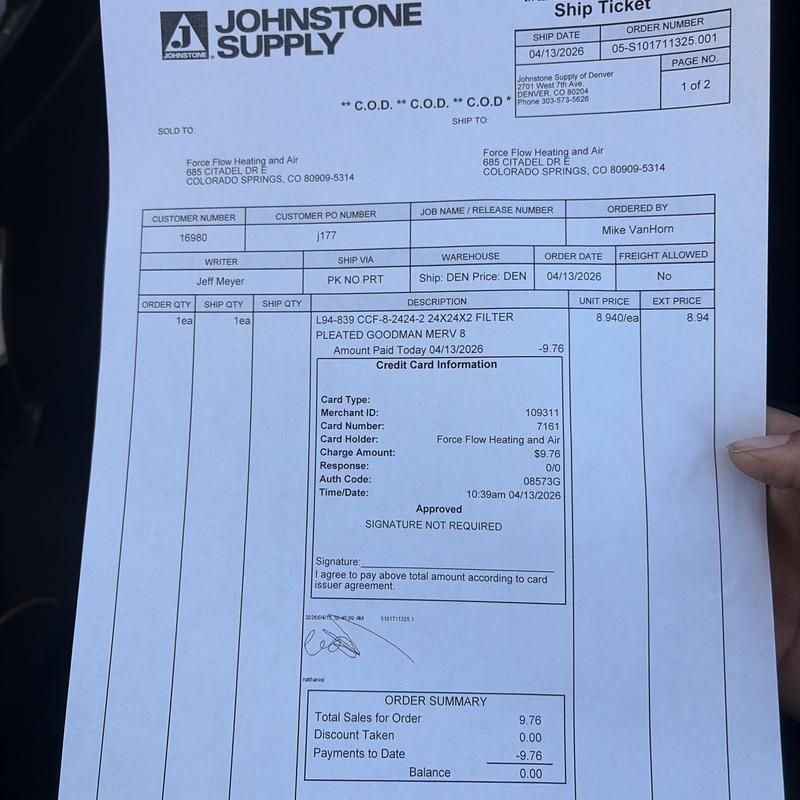 MERV 8 Pleated Goodman Filter purchase order