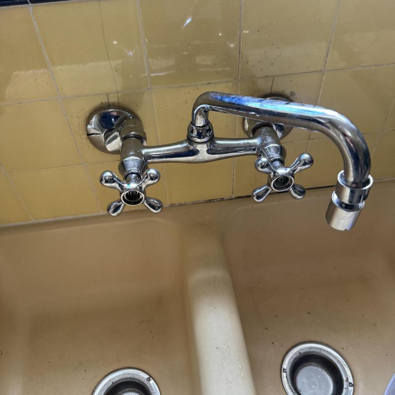 Kitchen faucet with dual handles and spout