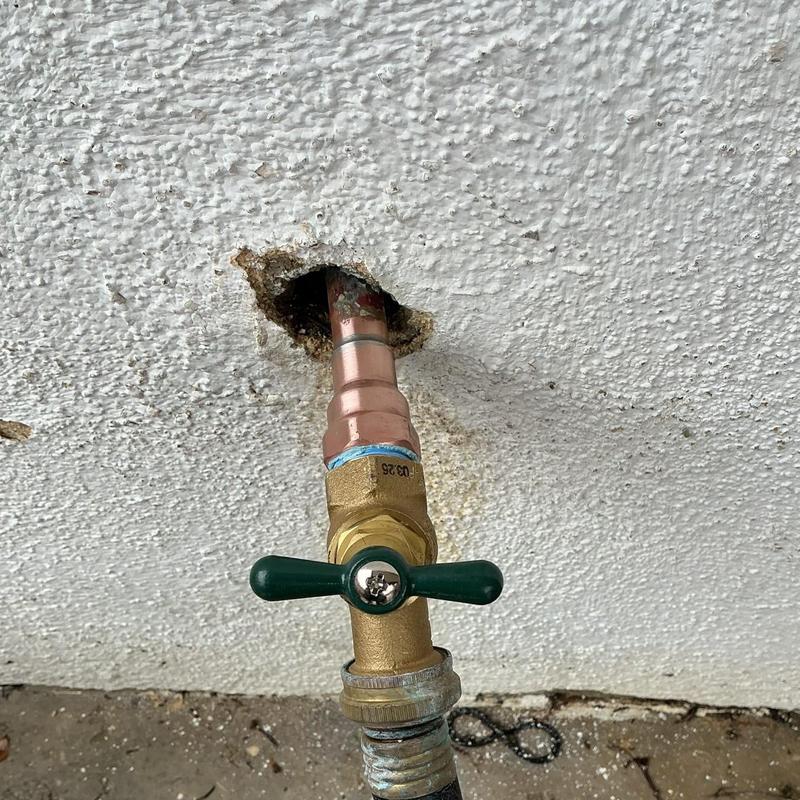 Copper waterline with valve and hose connection