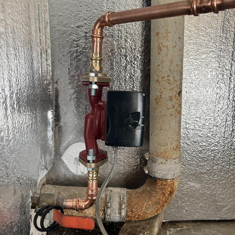 Recirculating pump on commercial water heater system Recirculating pump on commercial water heater system