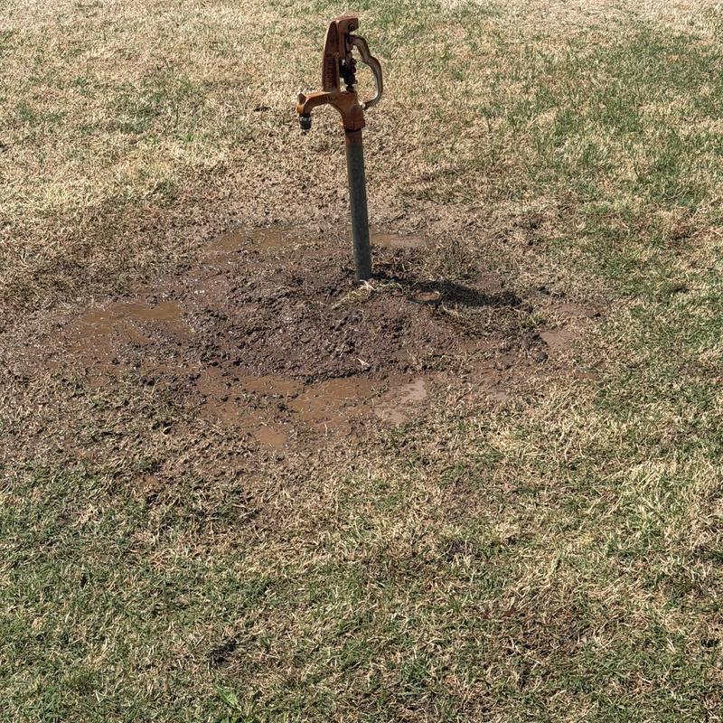 Frost proof bury hydrant leaking on muddy lawn