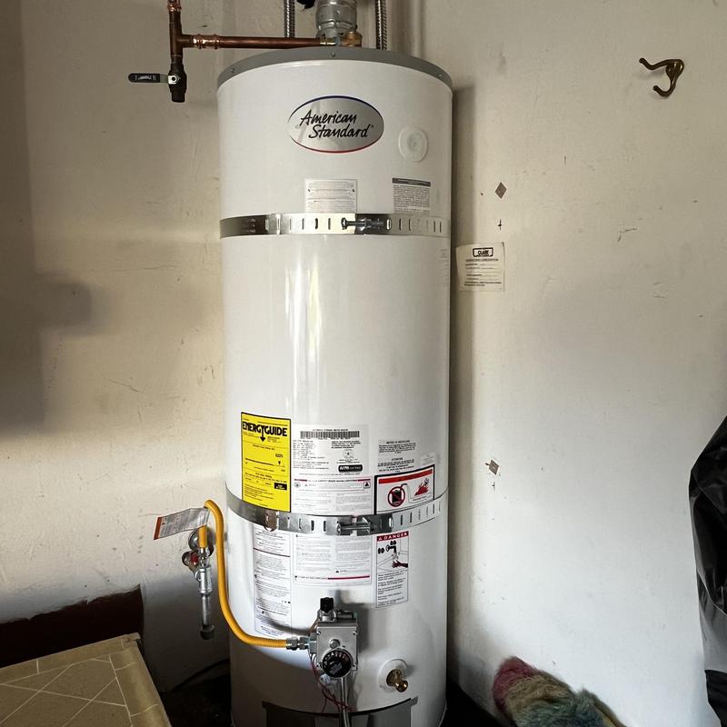American Standard 50-gal water heater with new connectors