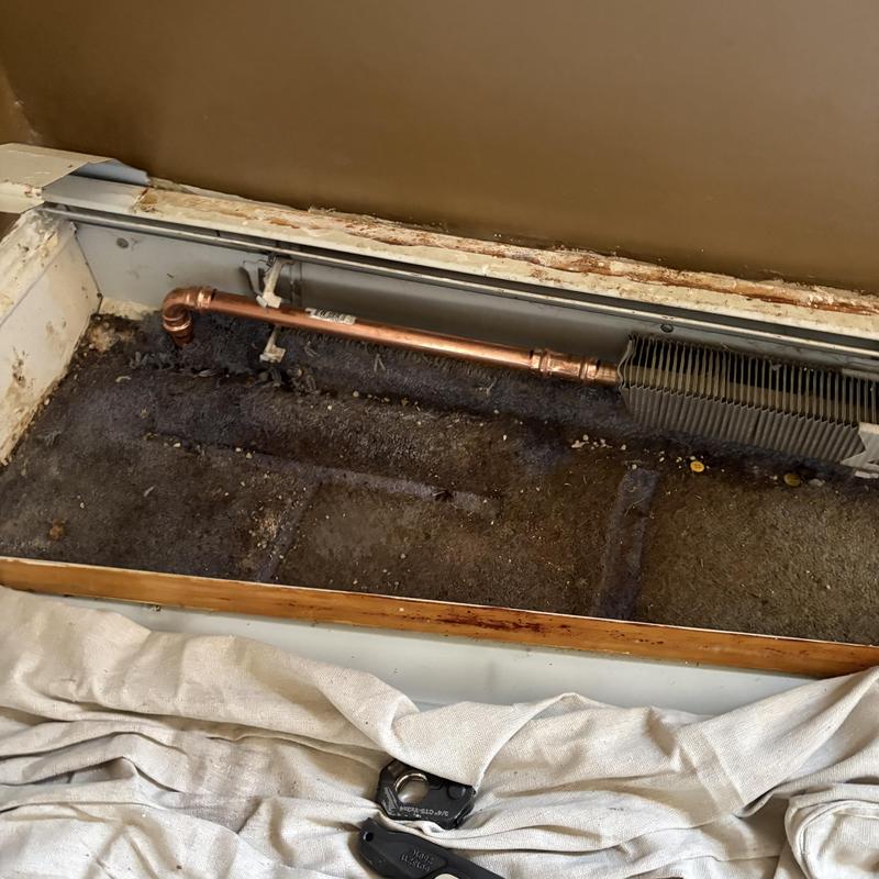 Copper heat line replacement inside baseboard heater unit