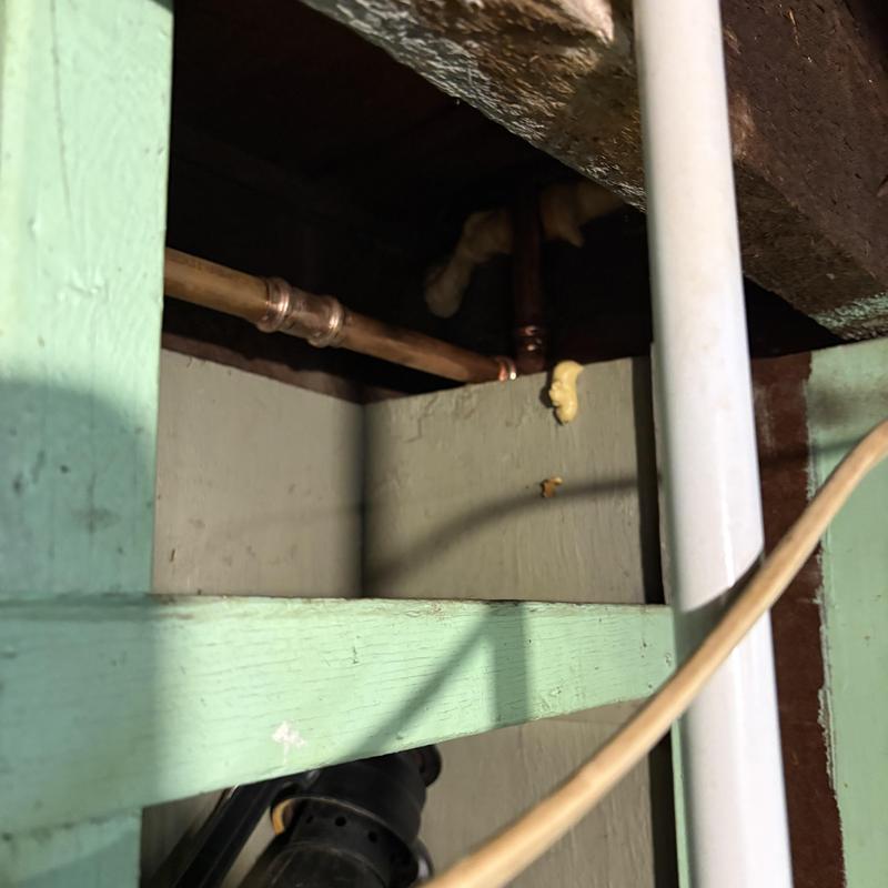 Copper heat line repair in basement ceiling cavity