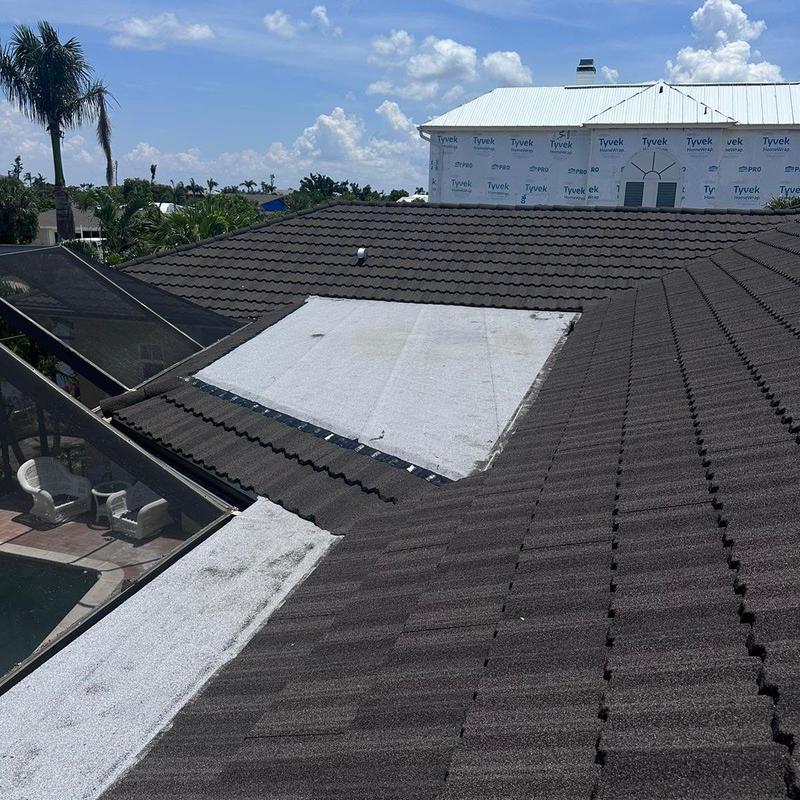 Unified Steel stonecoated steel roof with underlayment sections