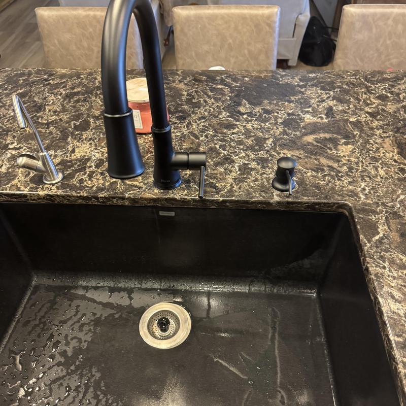 Matte black kitchen faucet and sink installation Matte black kitchen faucet and sink installation