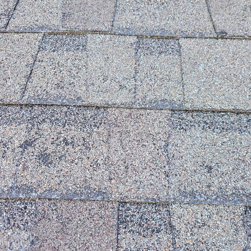 Asphalt shingle roof with visible hail damage