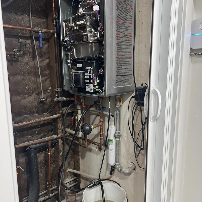 Tankless water heater flushing and descaling setup Tankless water heater flushing and descaling setup