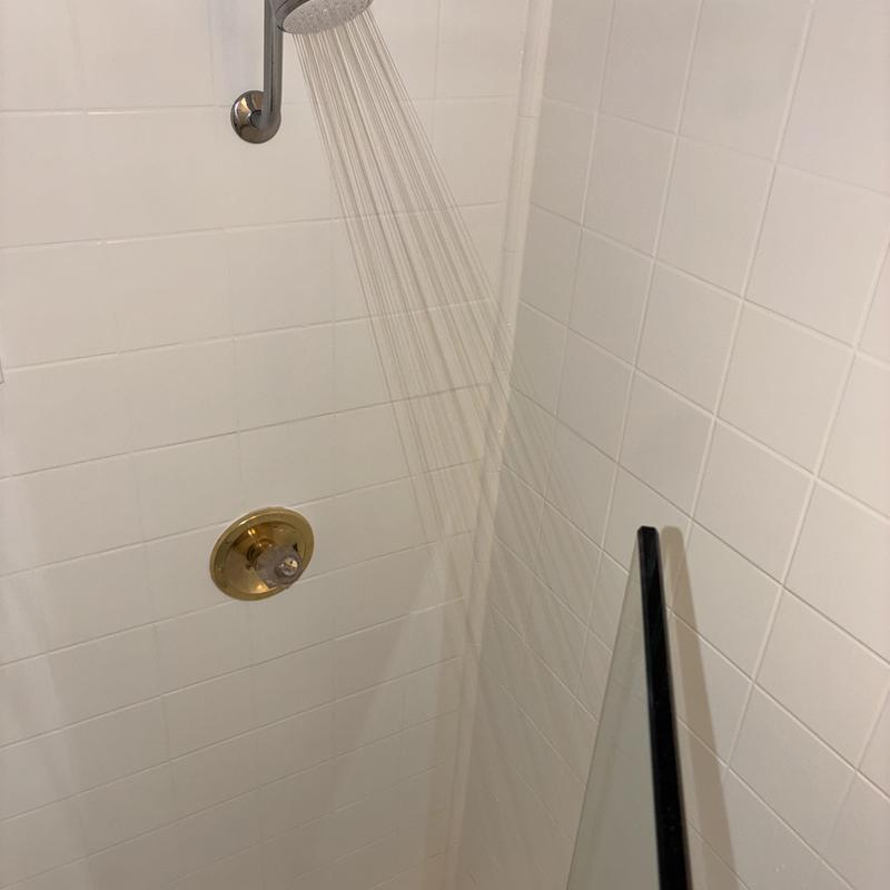Shower drain flow testing with running water