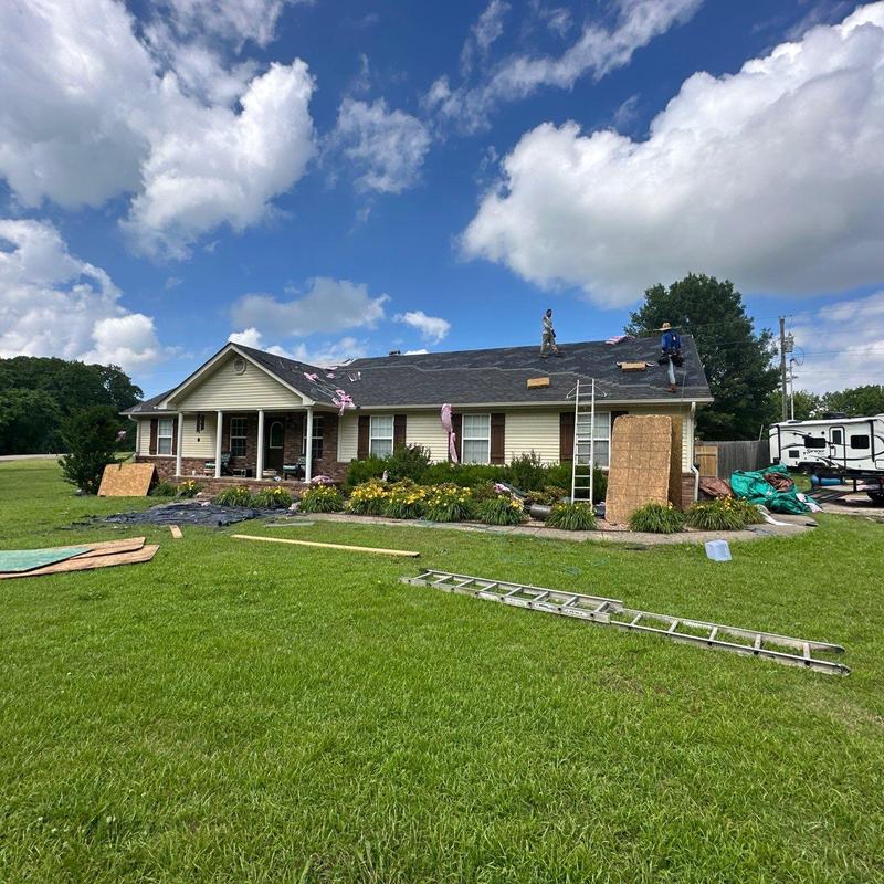 Asphalt shingle roof installation on residential home