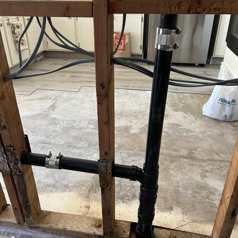 2-inch ABS drain pipe with new cleanout installation