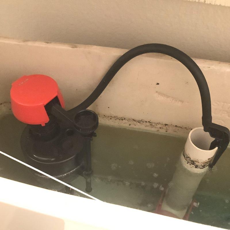 Toilet fill valve installation with supply line reconnected