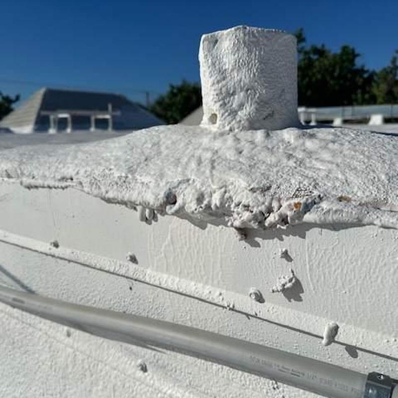 Spray foam roof system with coating failure on Sanibel Island