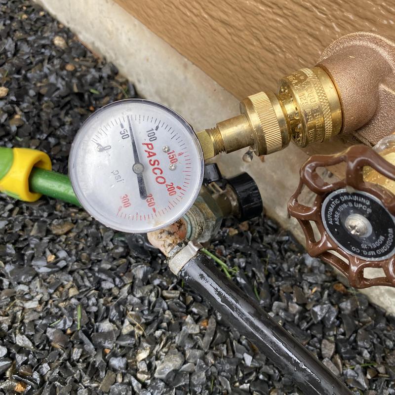 Pressure gauge and outdoor hose bibb replacement