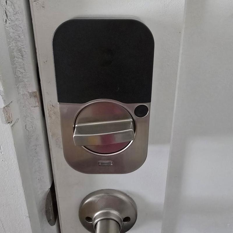 Keypad lock removal with new deadbolt installation on door
