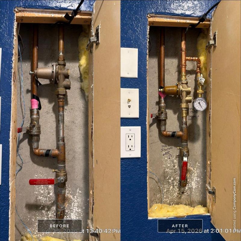 Pressure relief valve with gauge installation in pipe system