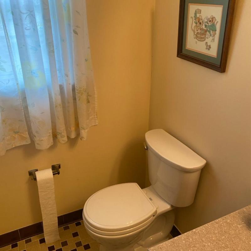 American Standard toilet in residential bathroom corner