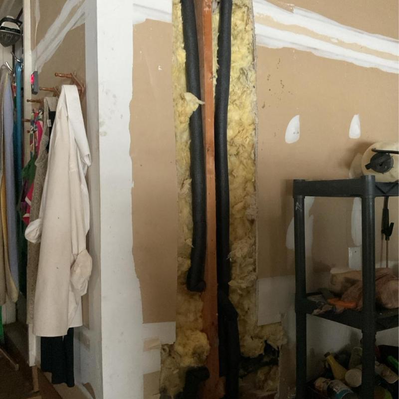 Water heater cold side pipes inside wall repair