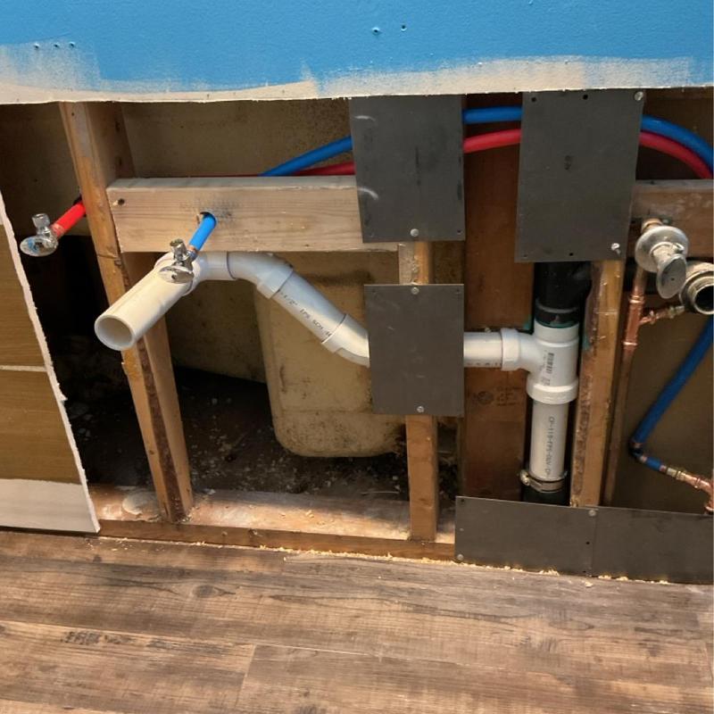 Double bowl lavatory sink rough-in plumbing installation