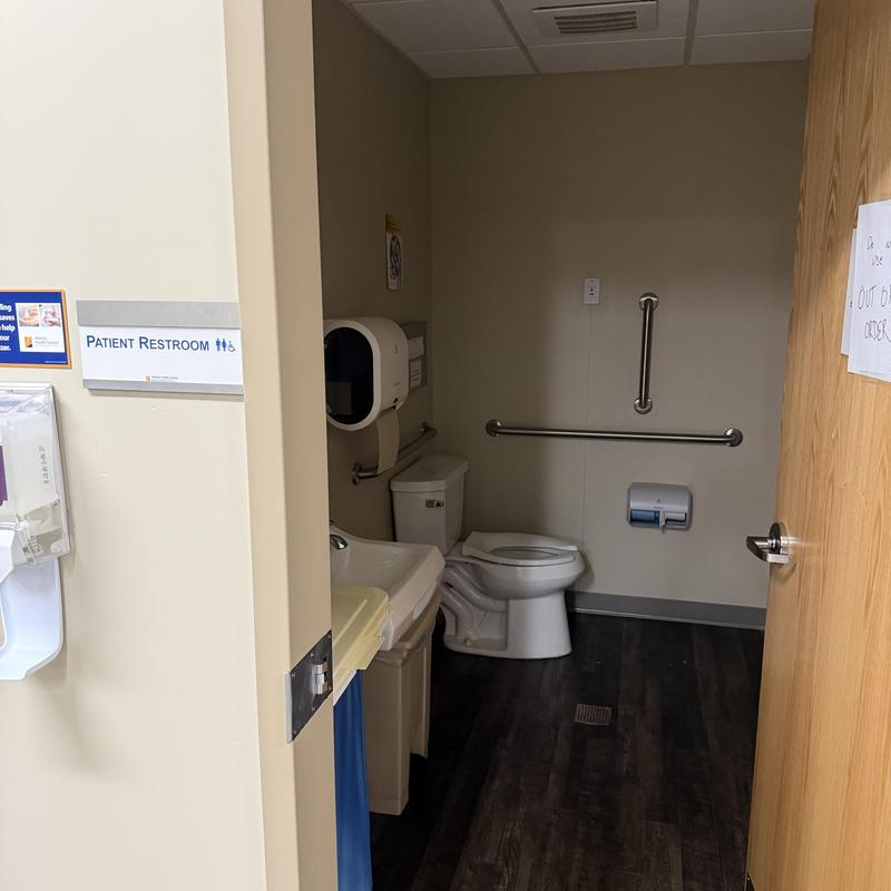 Toilet and main line backup in patient restroom Toilet and main line backup in patient restroom