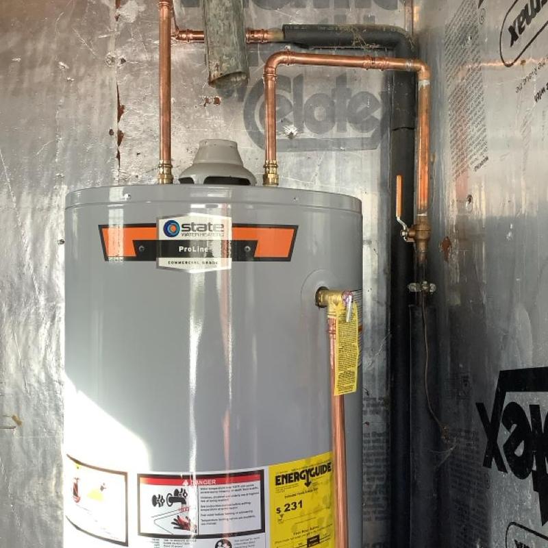 Gas water heater with new copper piping installation