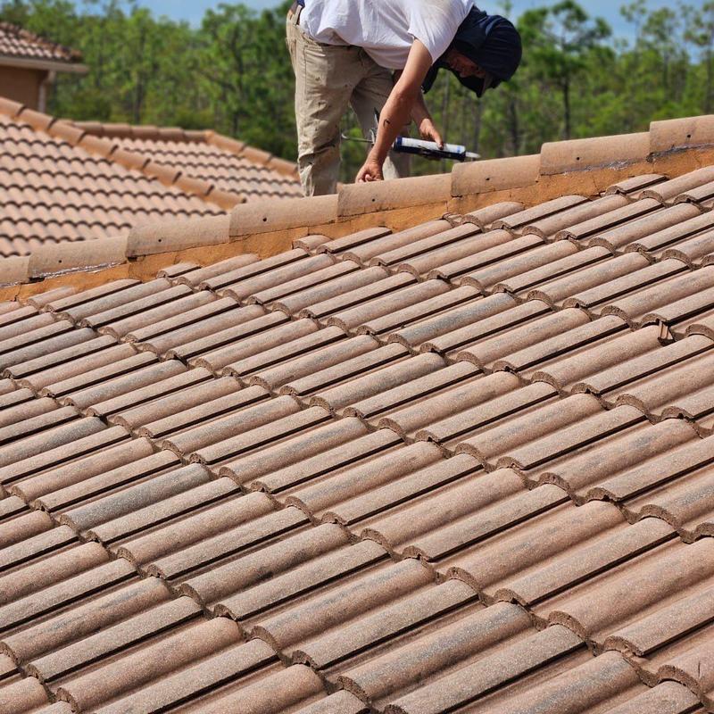 Concrete tile roof ridge sealing in Estero, FL