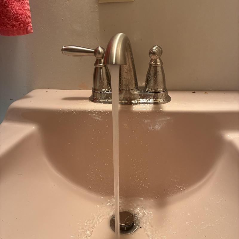 Basin faucet with running water and new fixtures