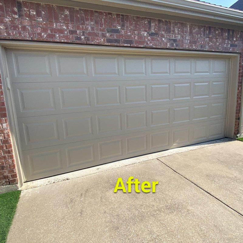 Garage door exterior freshly painted in Allen, TX