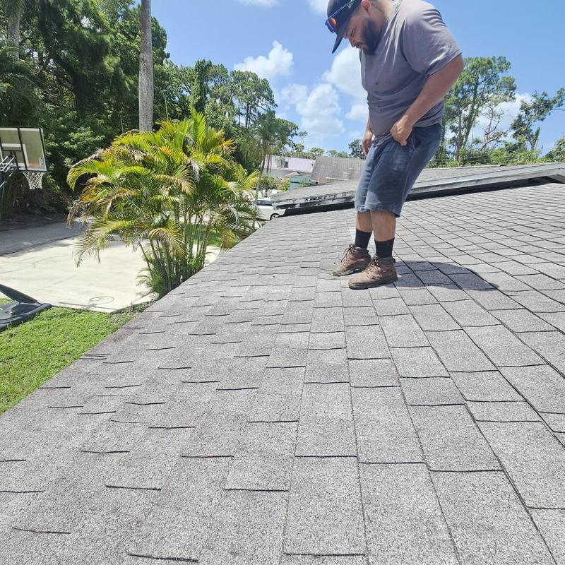 Shingle roof with damaged soft spots and wear