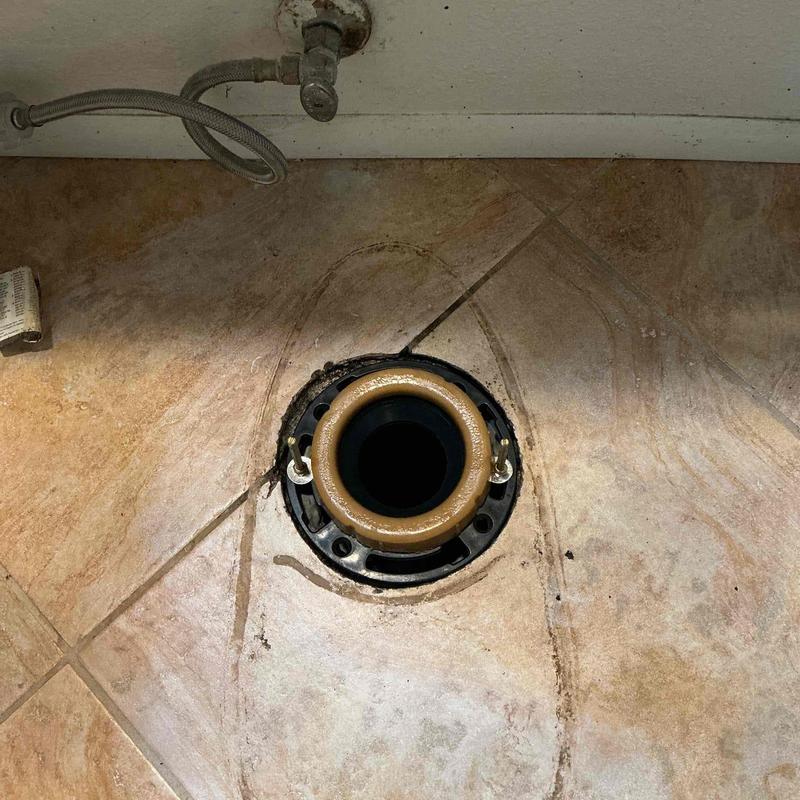 2-inch closet flange installed on tiled subfloor