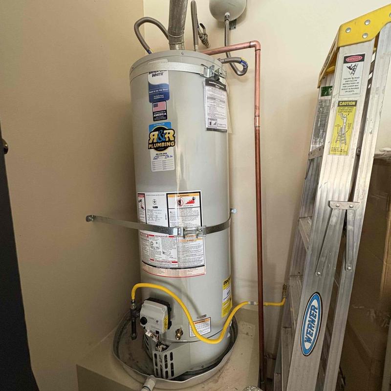 50-gal water heater with supply line connections