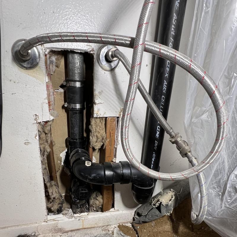 Laundry line replacement with exposed plumbing pipe