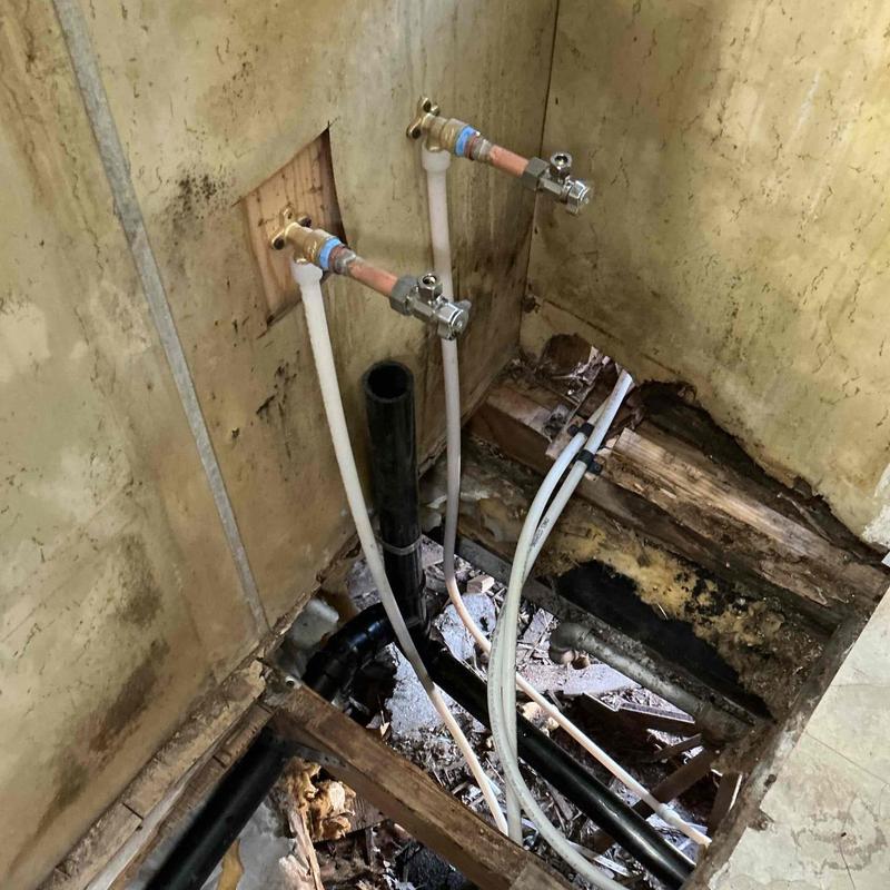 Bathroom angle stop valves with new hot and cold lines