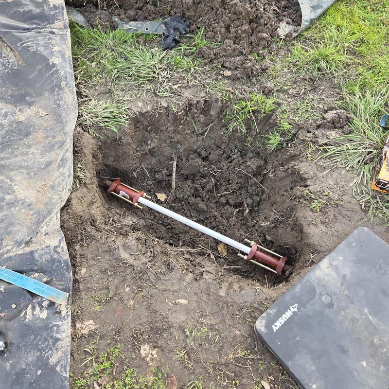 Water service line pipe repair in dug ground area