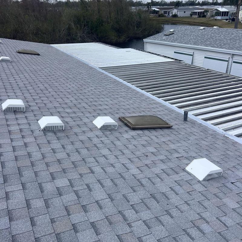 Tamko Titan XT shingle roof with vents and skylight