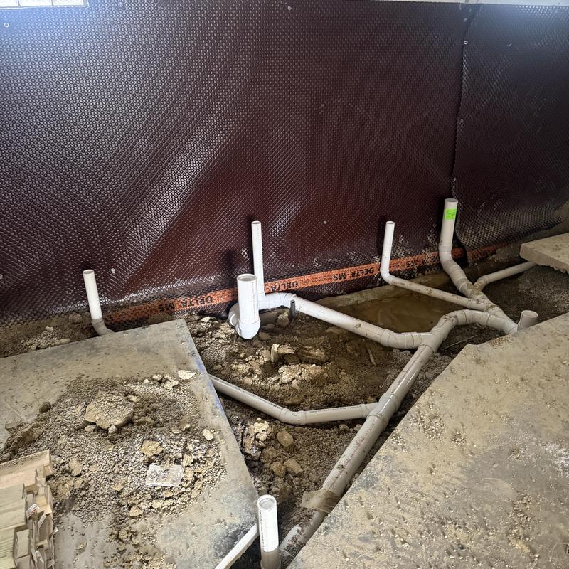 Underground PVC plumbing pipes for remodel installation