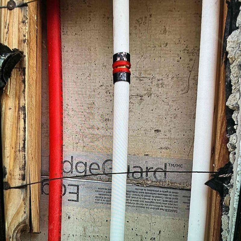 12-inch white pipe with fitting adapter and red pipe