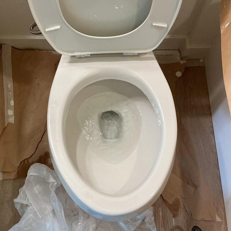 Toilet bowl flushing with auger clearing blockage