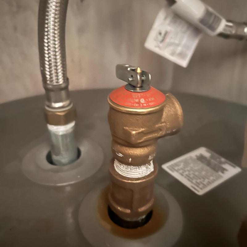 Temperature and pressure relief valve on water heater Temperature and pressure relief valve on water heater