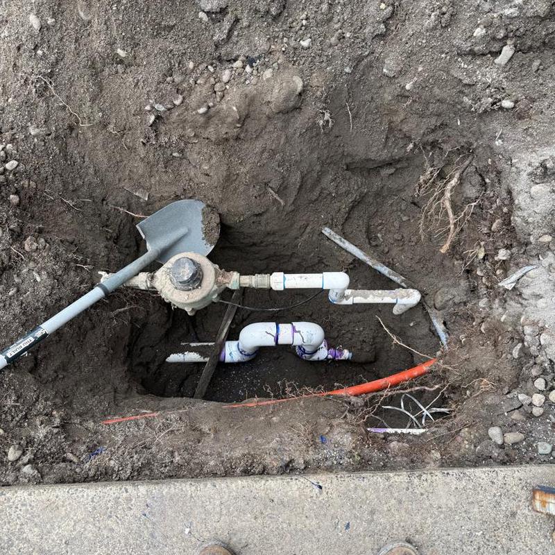 2” PVC to iron pipe connection excavation and repair