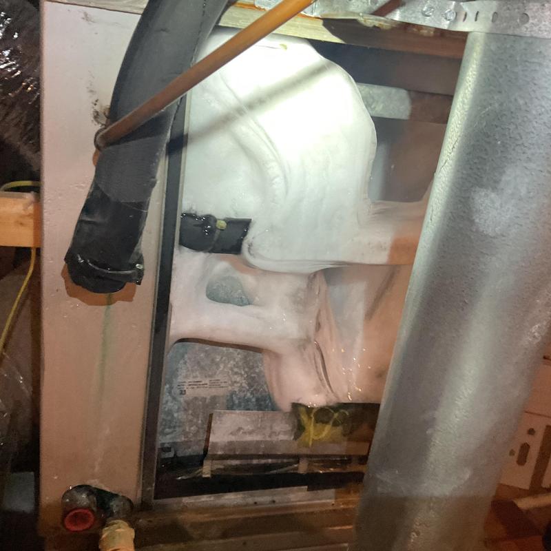 HVAC evaporator coil frozen from airflow restriction
