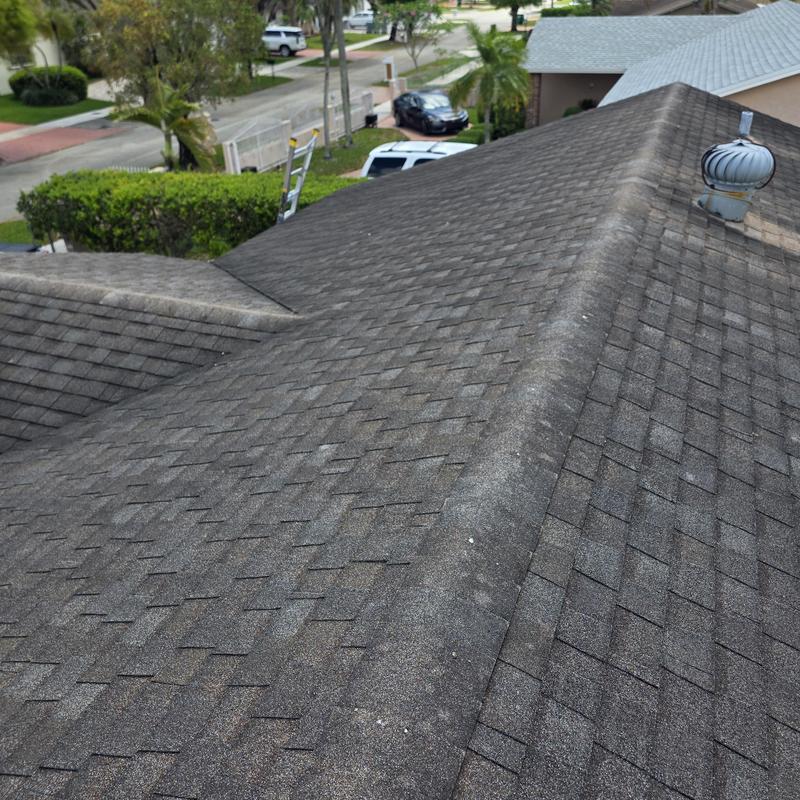 Asphalt shingle double-layered roof with vent turbine