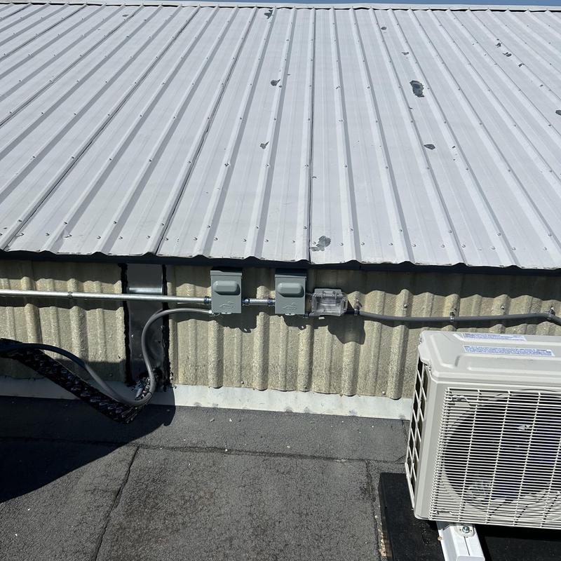 Commercial mini split wiring and GFCI receptacle installation