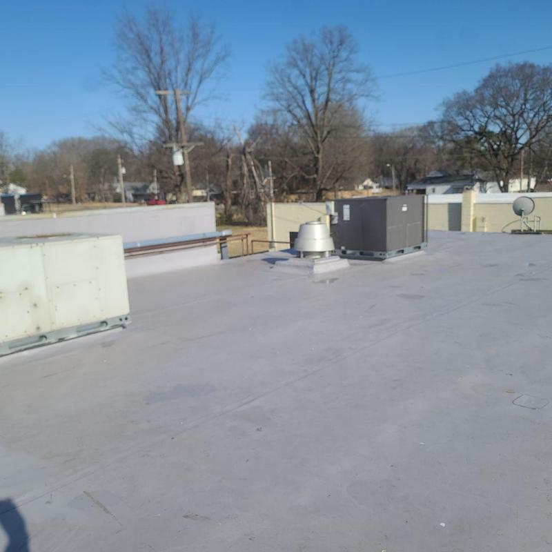Carlisle TPO commercial roofing system with HVAC units